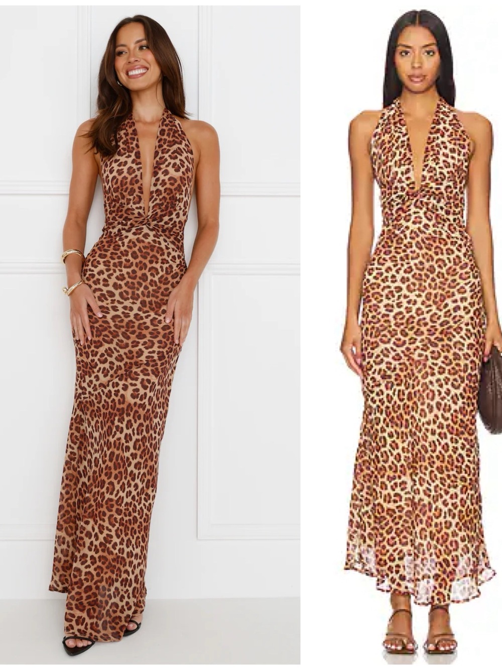 Runaway the Label Tenaya Maxi Long Dress Leopard Print Halter Neck Sz Women’s L